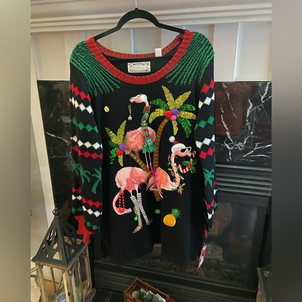 Flamingo Holiday sweater.